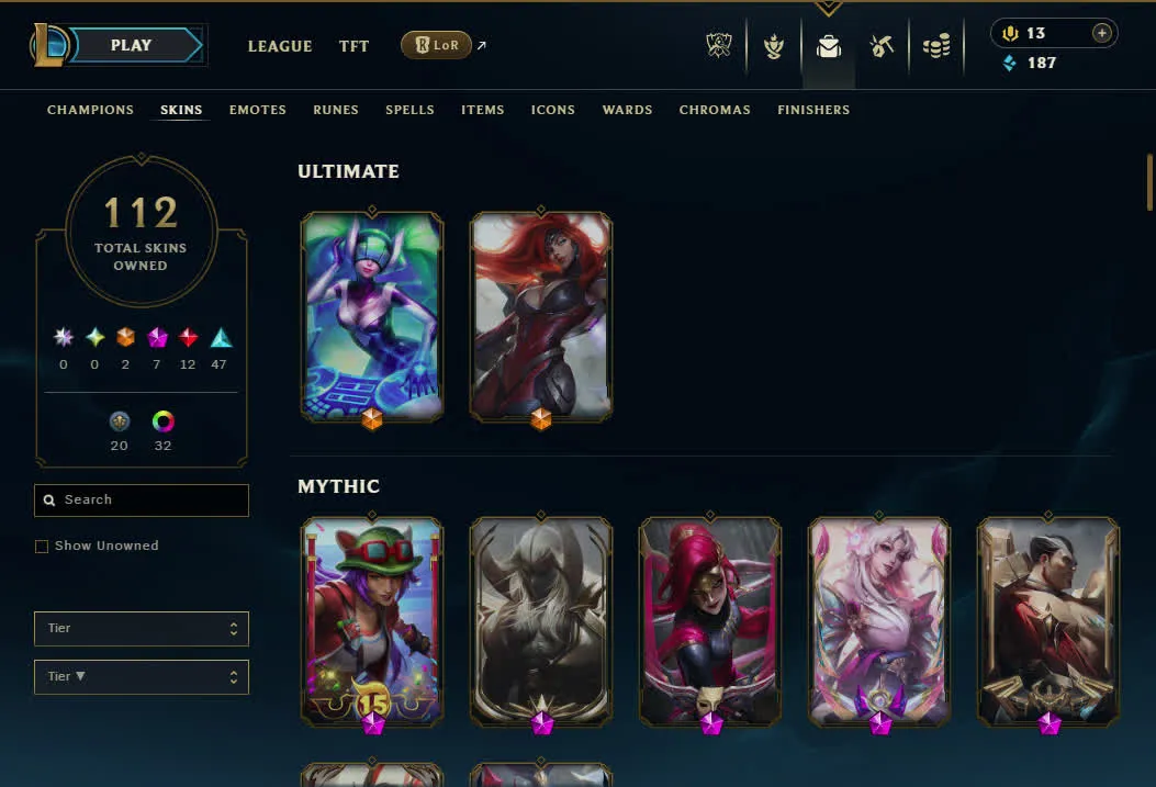 [ EUW ] Emerald League of legends account - Full champs - 112 skins